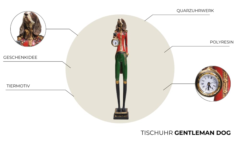 Kare Design table clock Gentleman Dog : Amazon.nl: Home & Kitchen